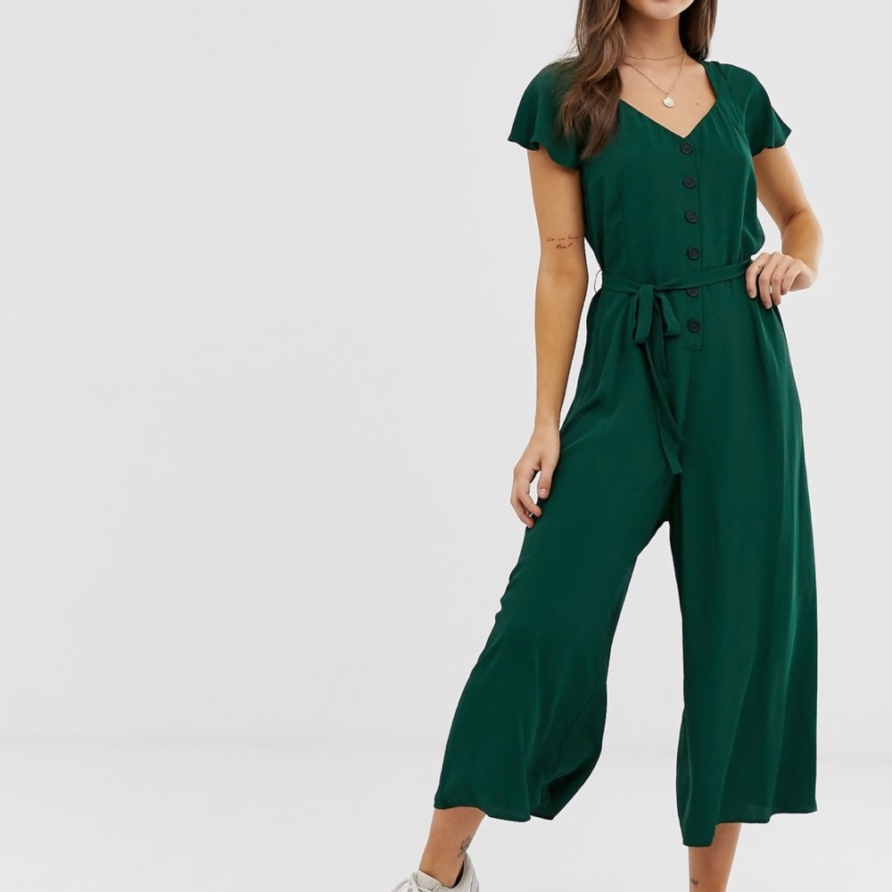 ASOS DESIGN frill sleeve jumpsuit with cut out back